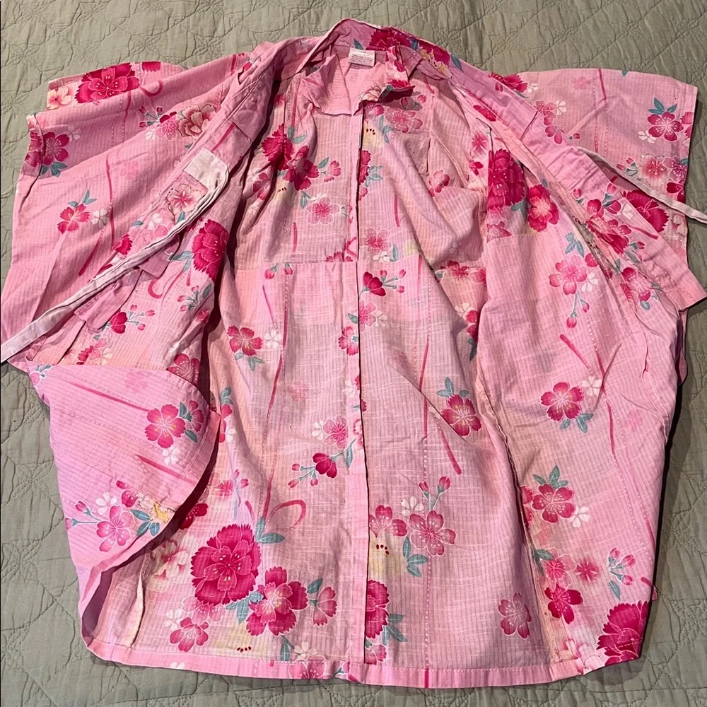 Girls' Pink Floral Kimono Dress - size 4T